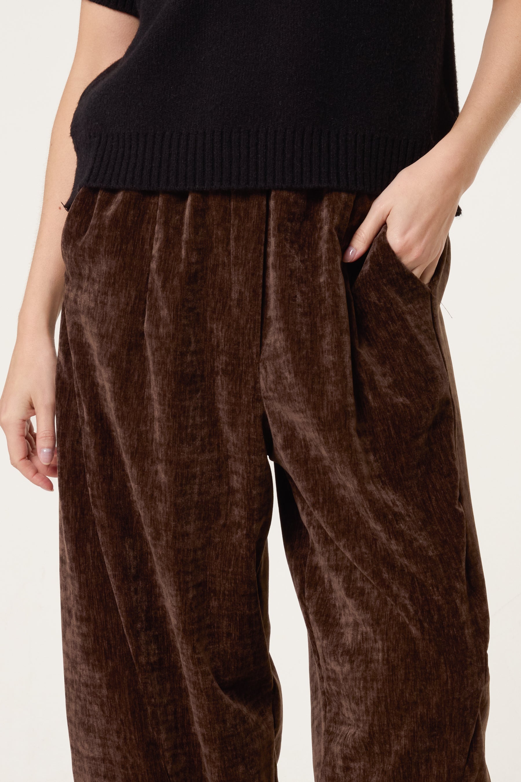 Marble Effect Velvet Trousers
