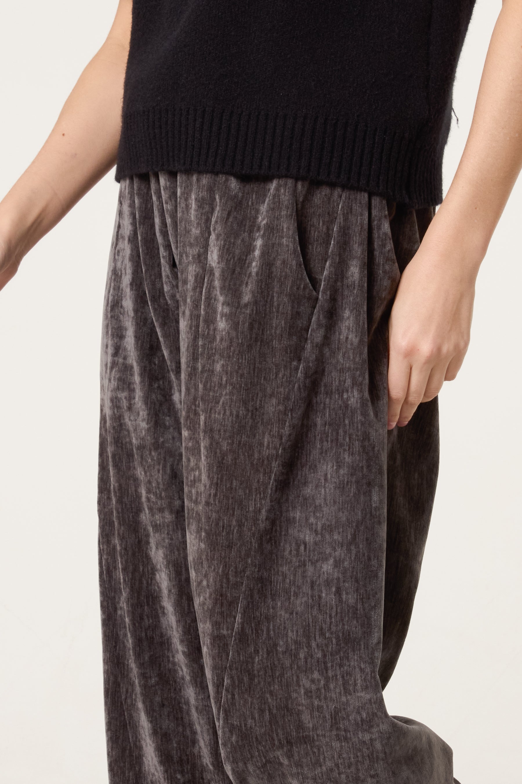 Marble Effect Velvet Trousers