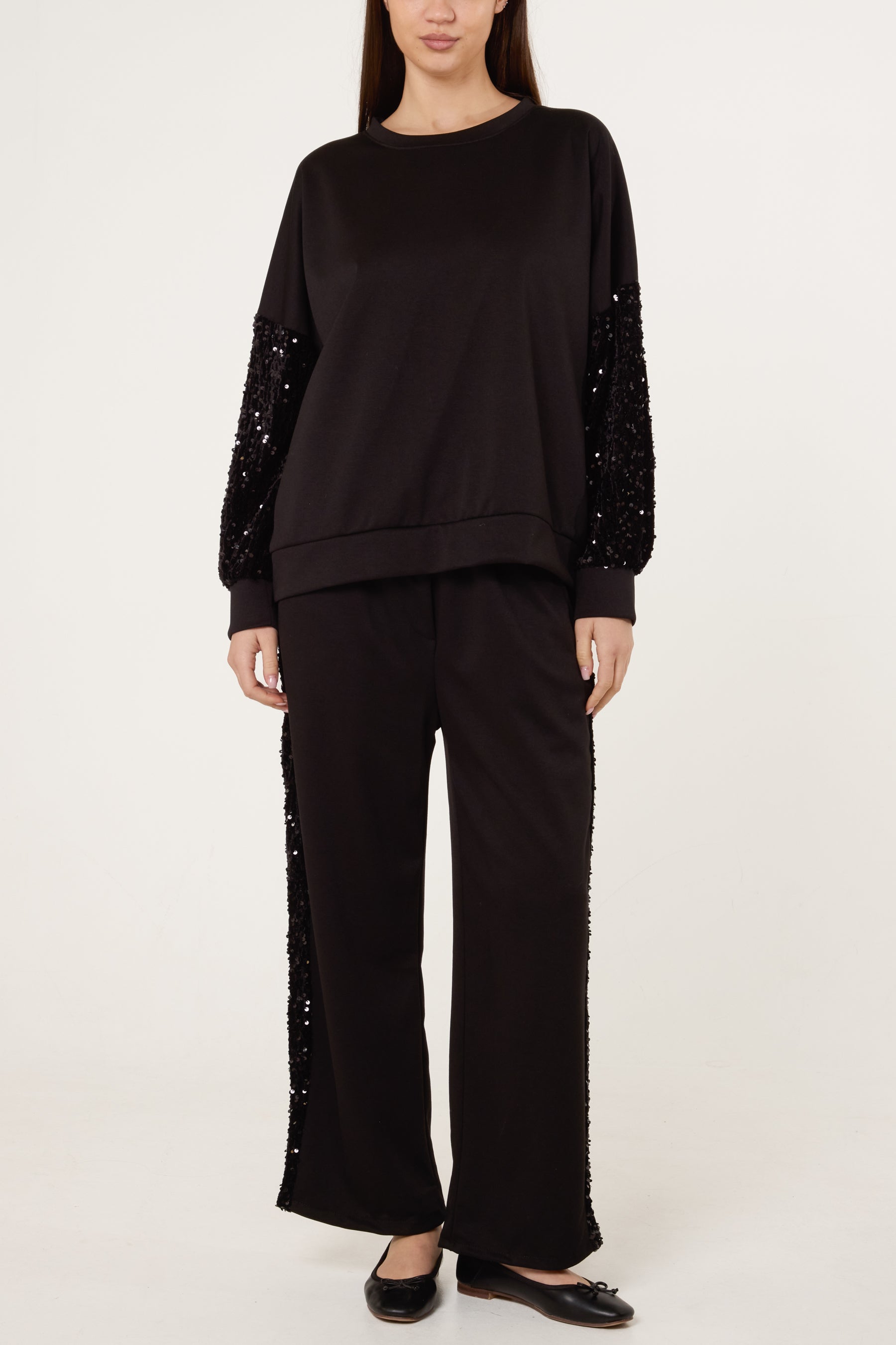 Sequin Velvet Sleeve Soft Touch Tracksuit