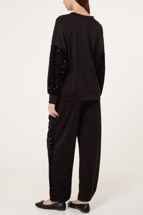 Sequin Velvet Sleeve Soft Touch Tracksuit