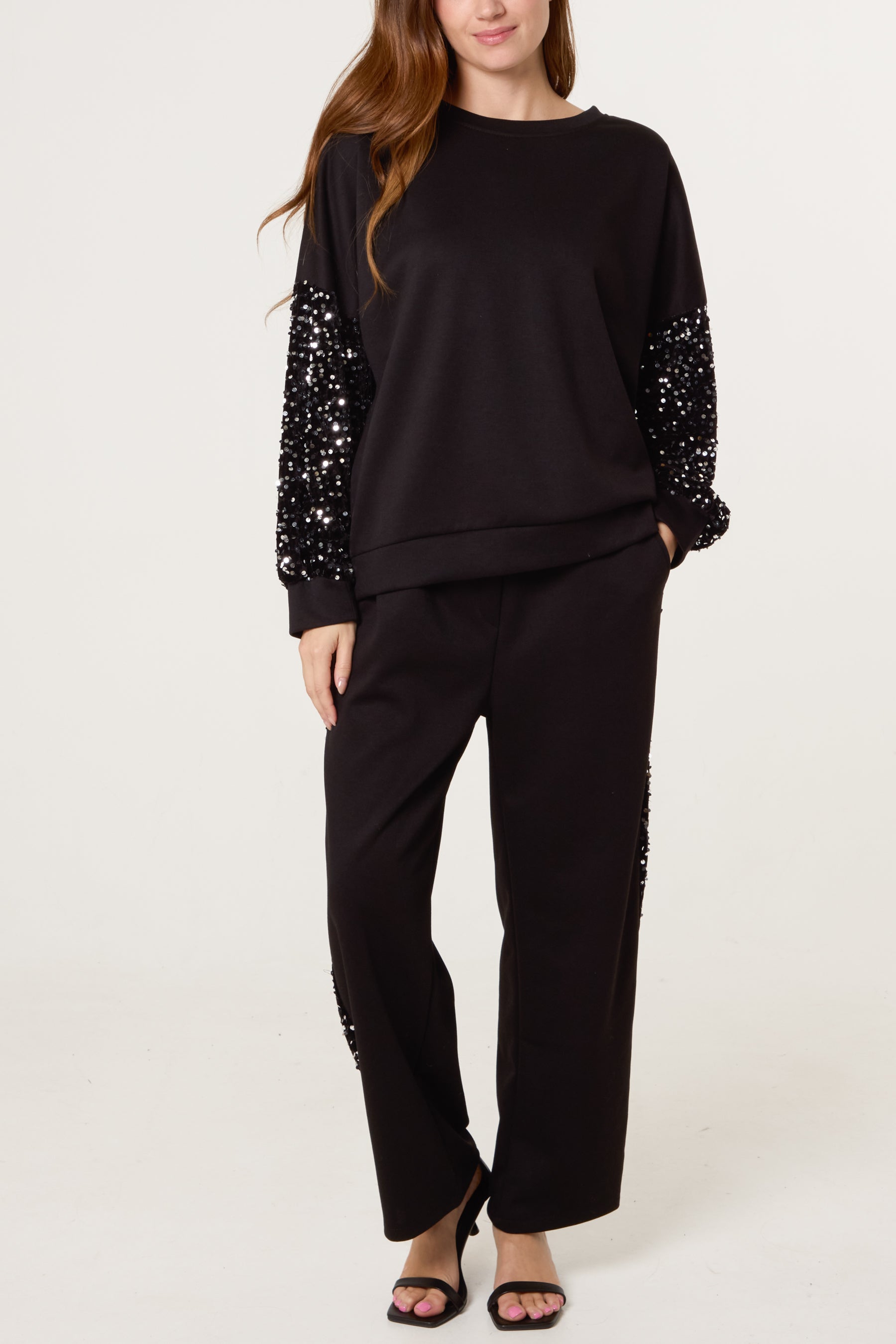 Sequin Velvet Sleeve Soft Touch Tracksuit