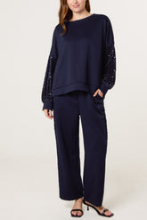 Sequin Velvet Sleeve Soft Touch Tracksuit