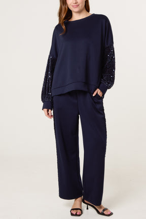 Sequin Velvet Sleeve Soft Touch Tracksuit