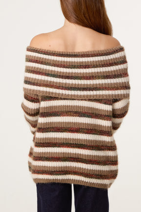 Off The Shoulder Striped Jumper
