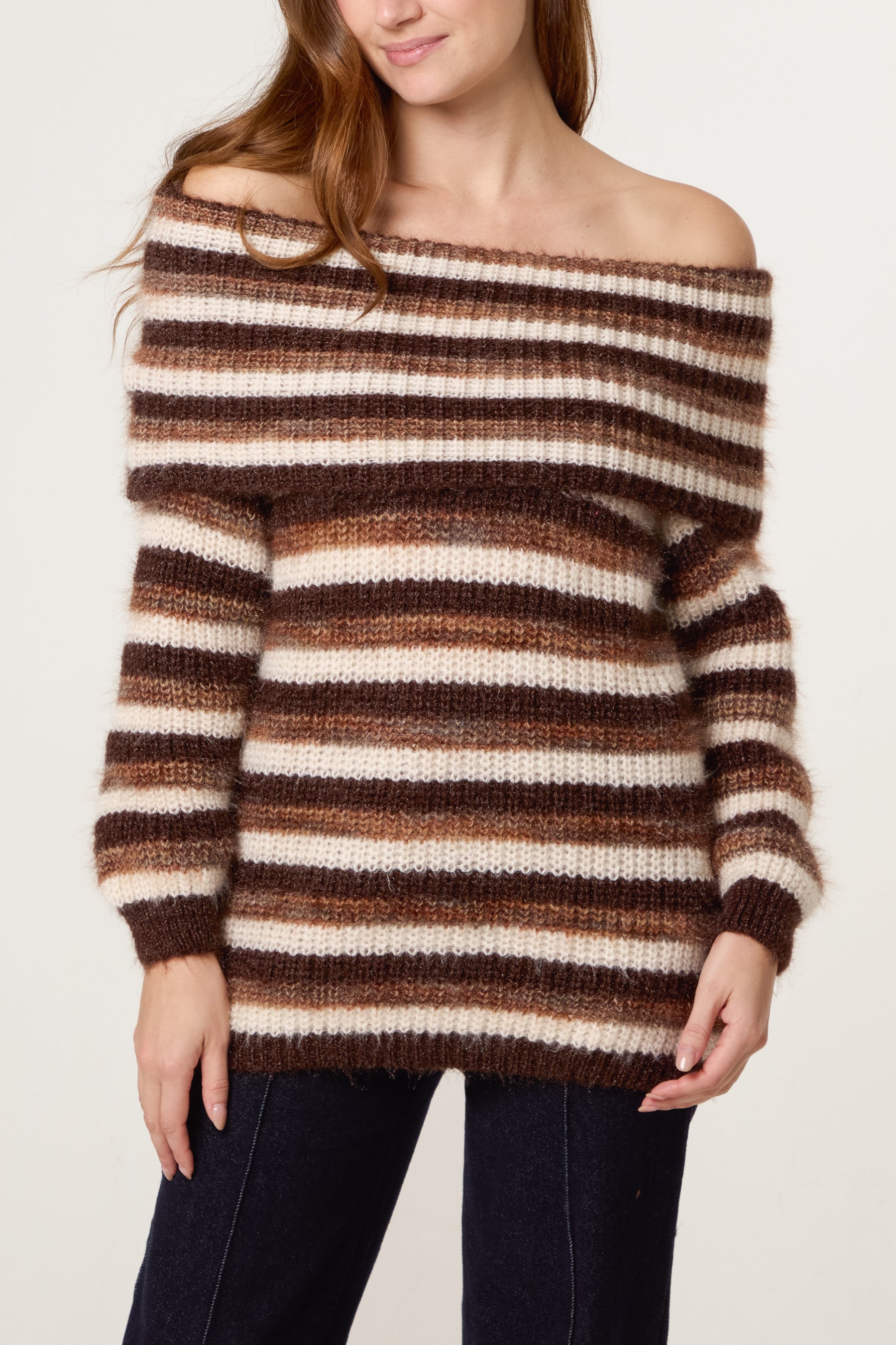 Off The Shoulder Striped Jumper