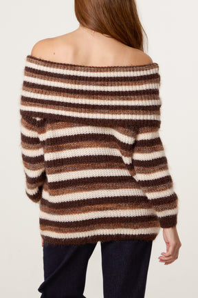 Off The Shoulder Striped Jumper