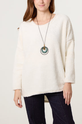 Necklace V-Neck Teddy Jumper