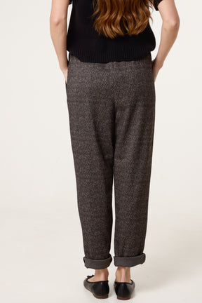 Belted Herringbone Trousers