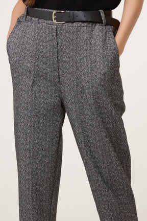 Belted Herringbone Trousers