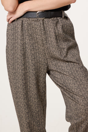 Belted Herringbone Trousers