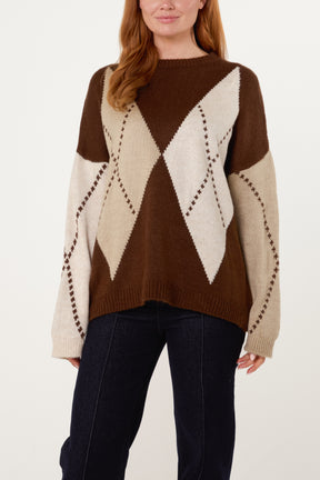 Argyle Round Neck Jumper