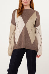 Argyle Round Neck Jumper
