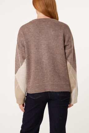 Argyle V-Neck Cardigan