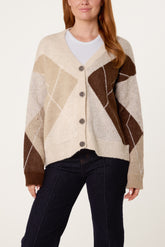 Argyle V-Neck Cardigan