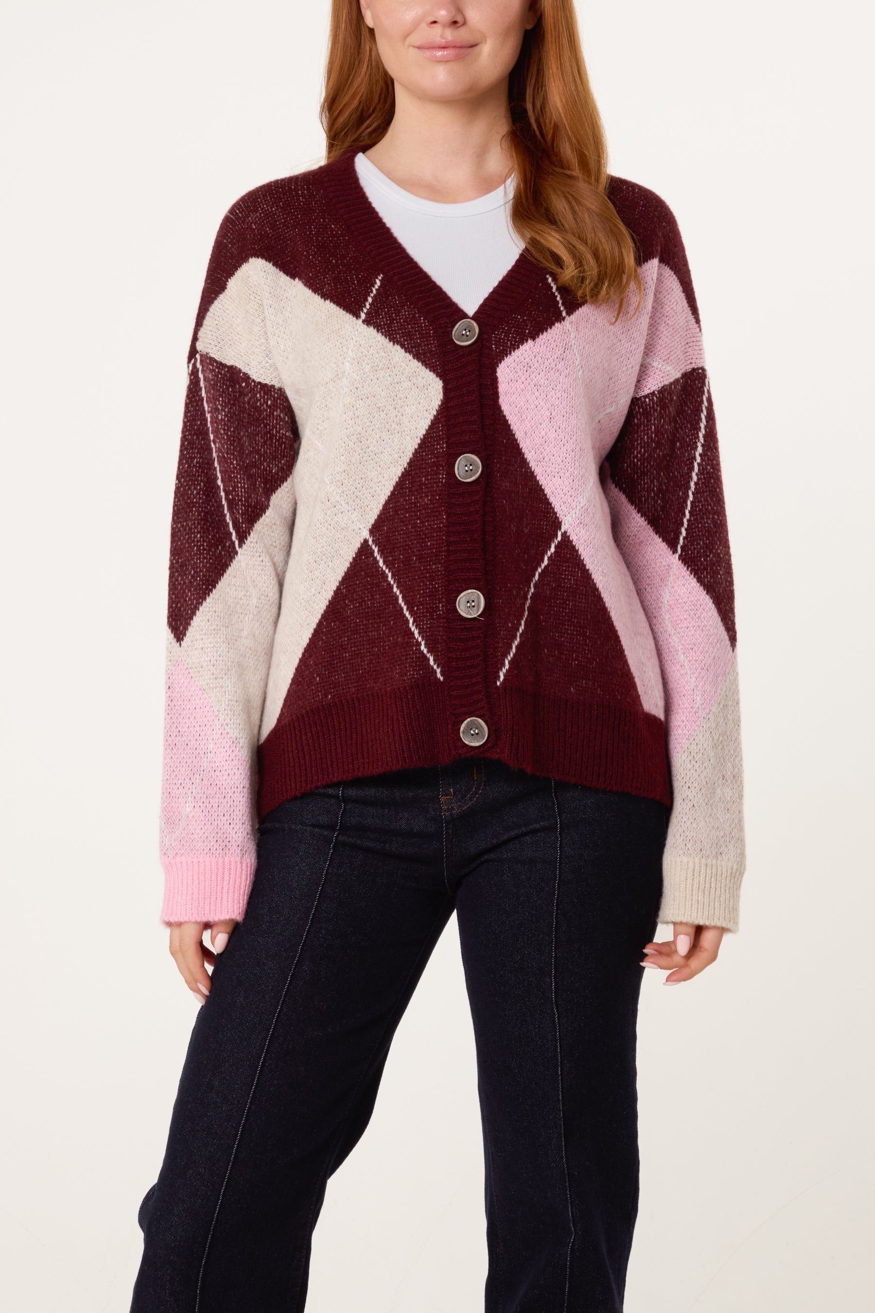 Argyle V-Neck Cardigan