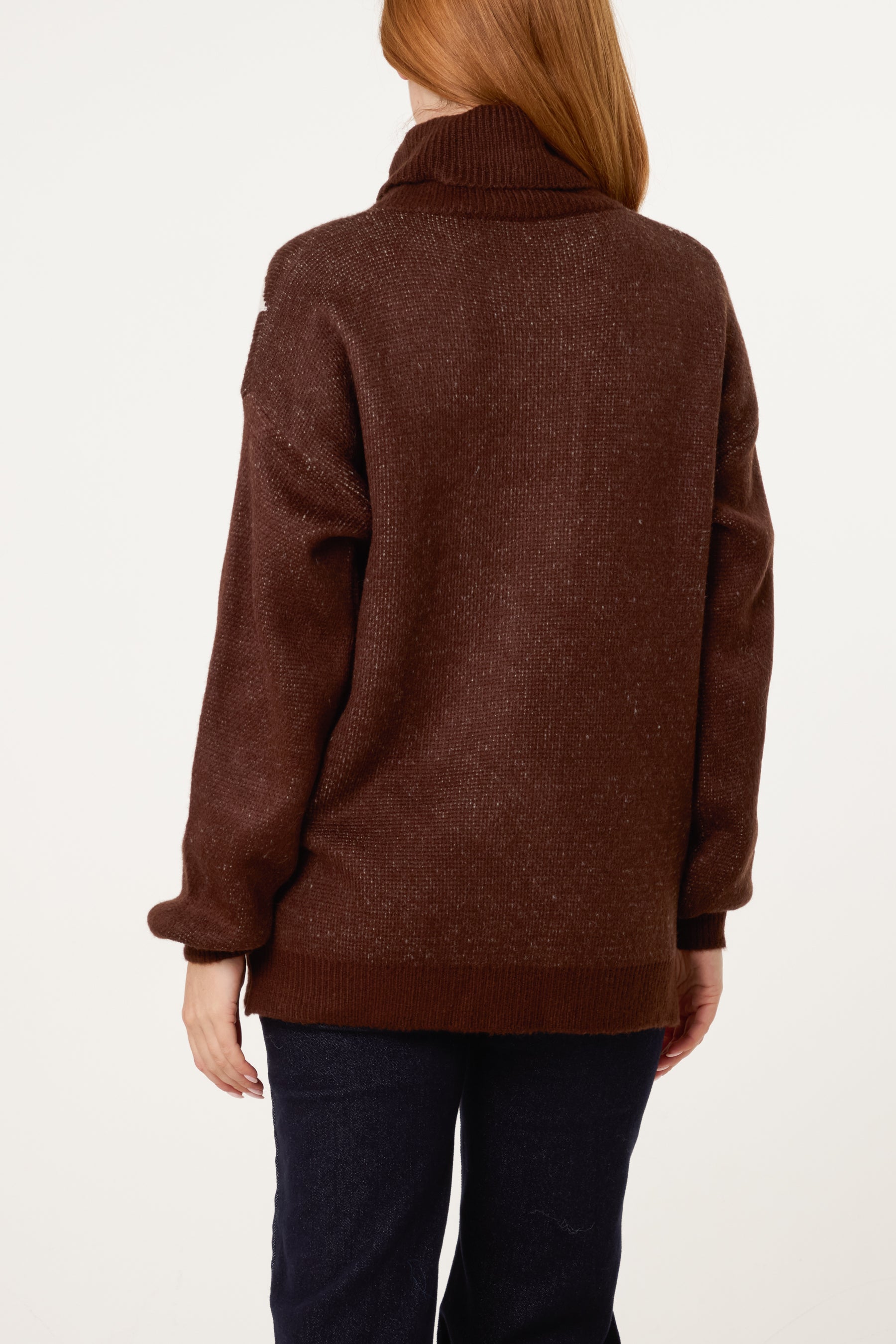 Roll Neck Geometric Pattern Jumper