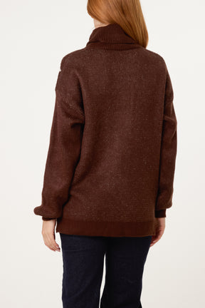 Roll Neck Geometric Pattern Jumper