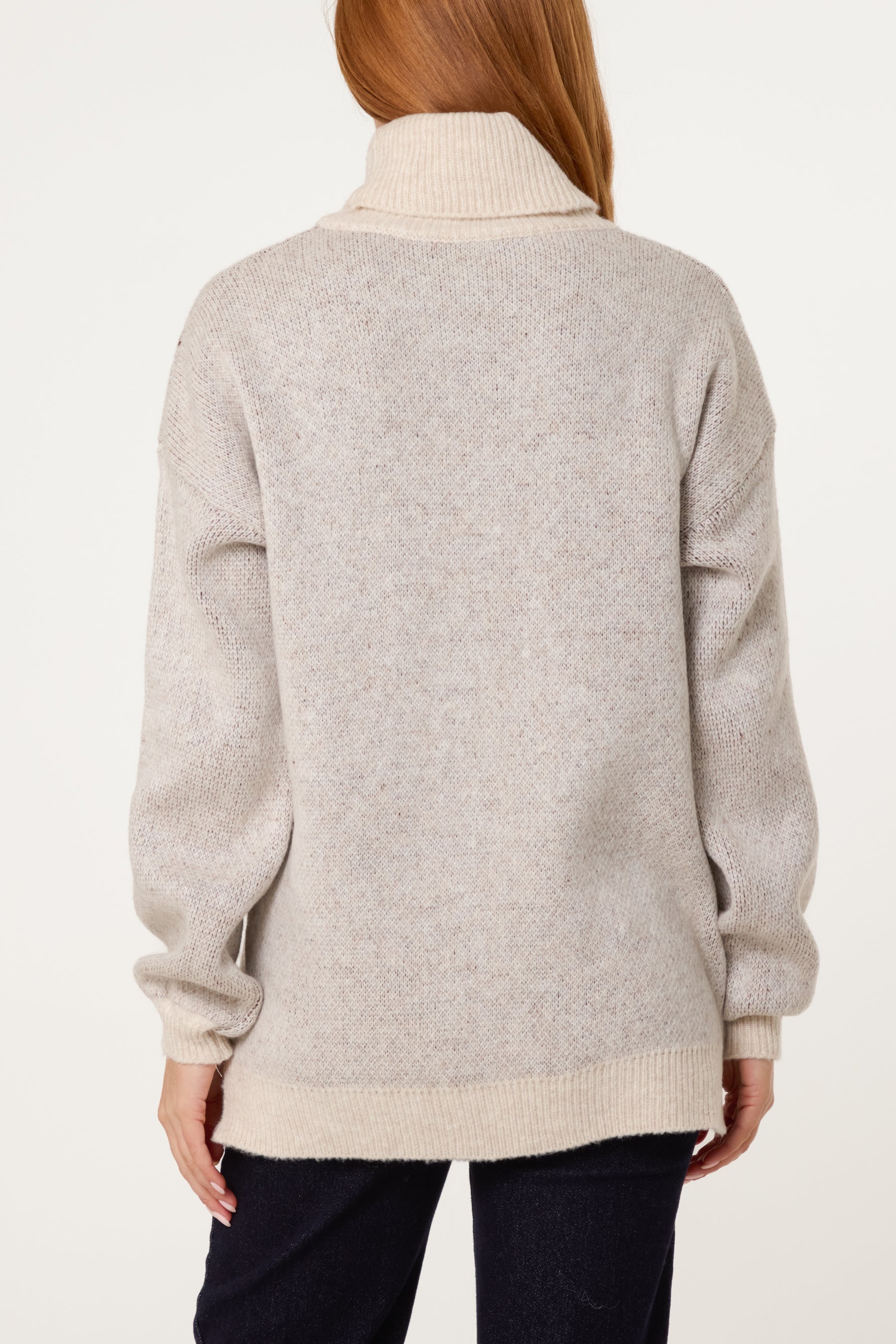 Roll Neck Geometric Pattern Jumper