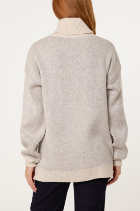 Roll Neck Geometric Pattern Jumper