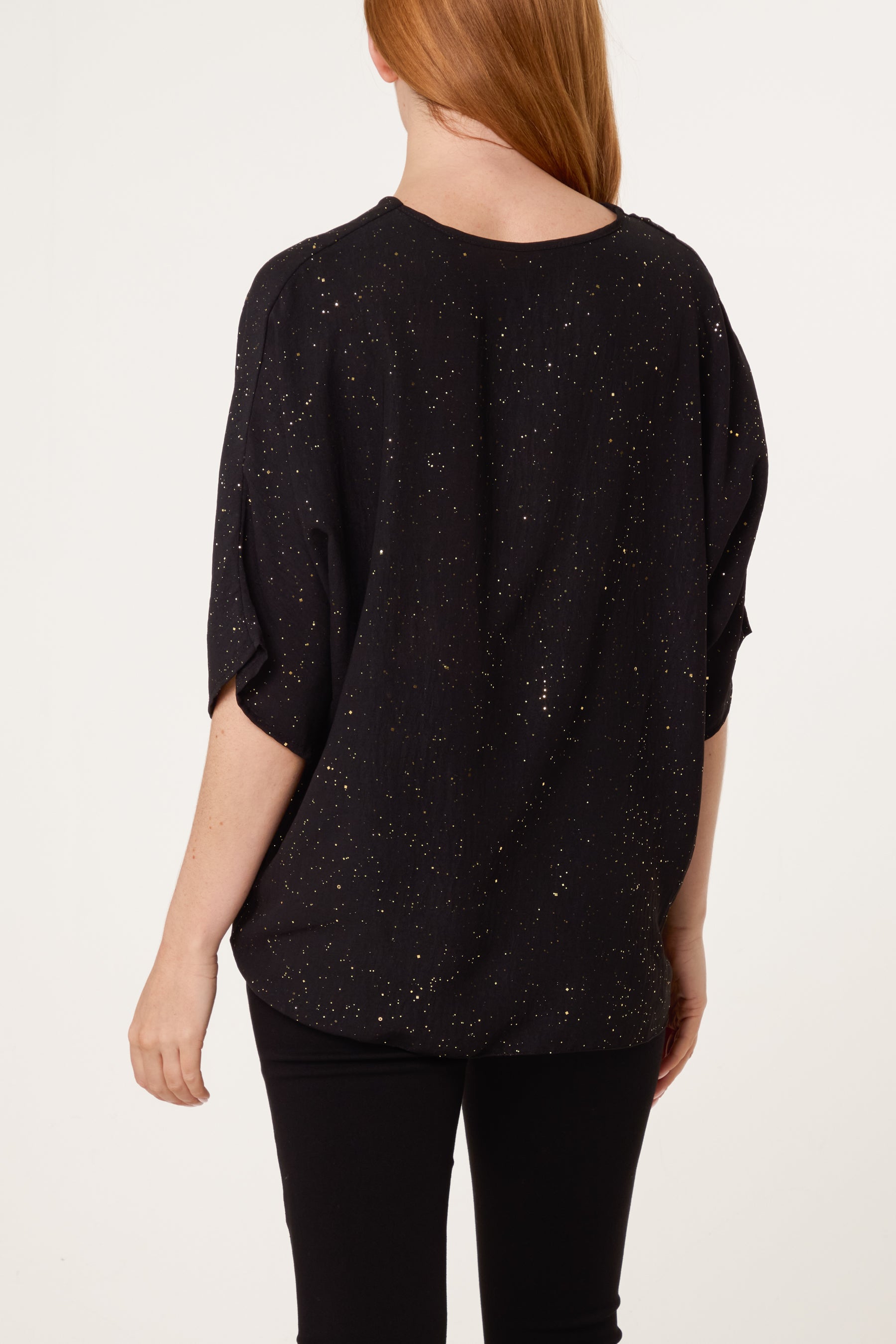 Metallic Glitter Front Knot Top