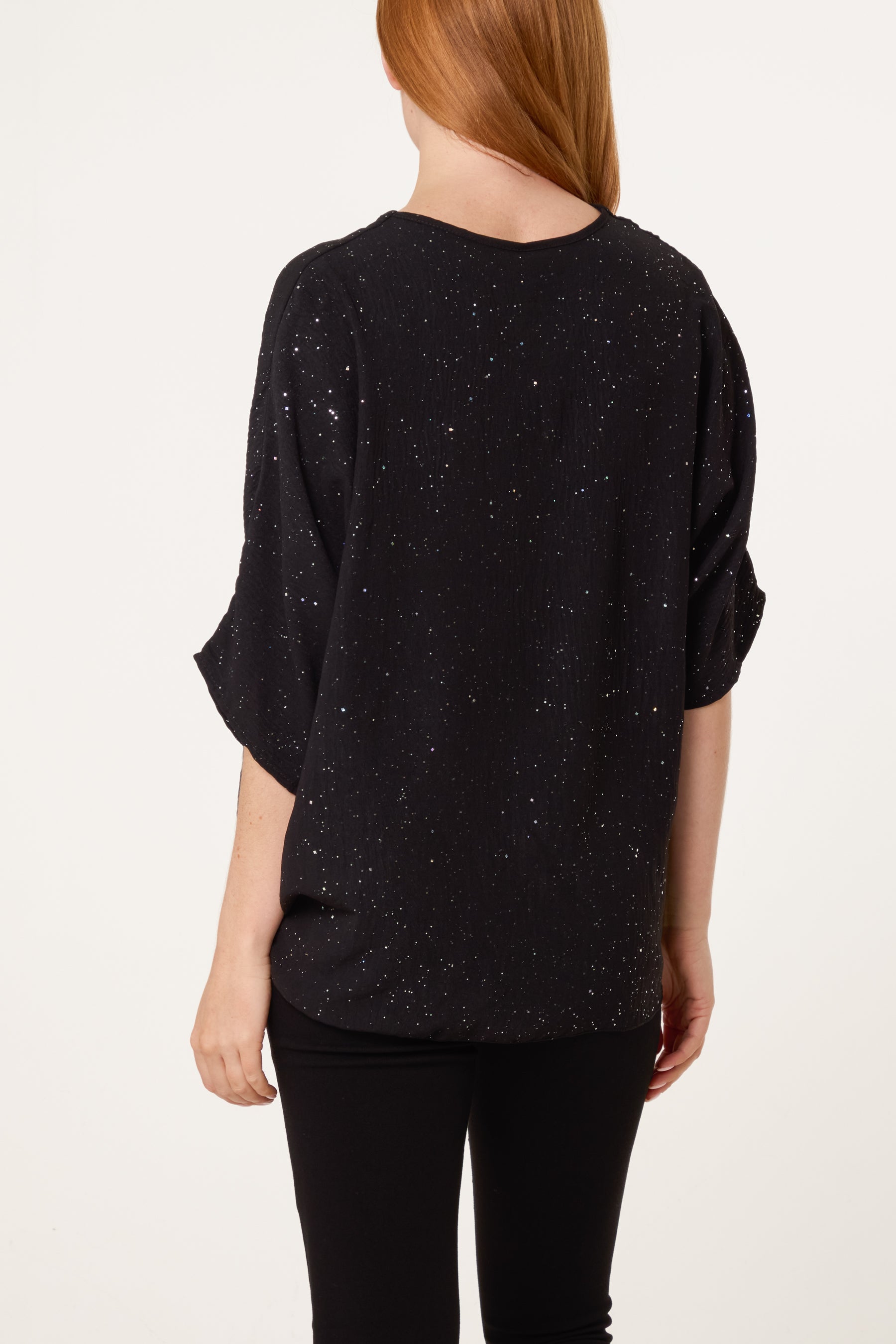 Metallic Glitter Front Knot Top