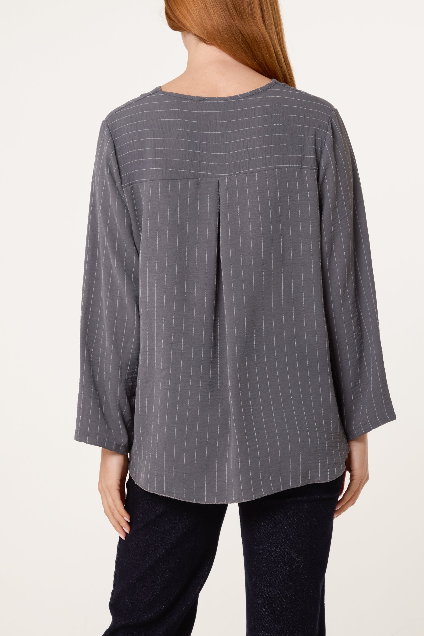 Striped Button Front Blouse