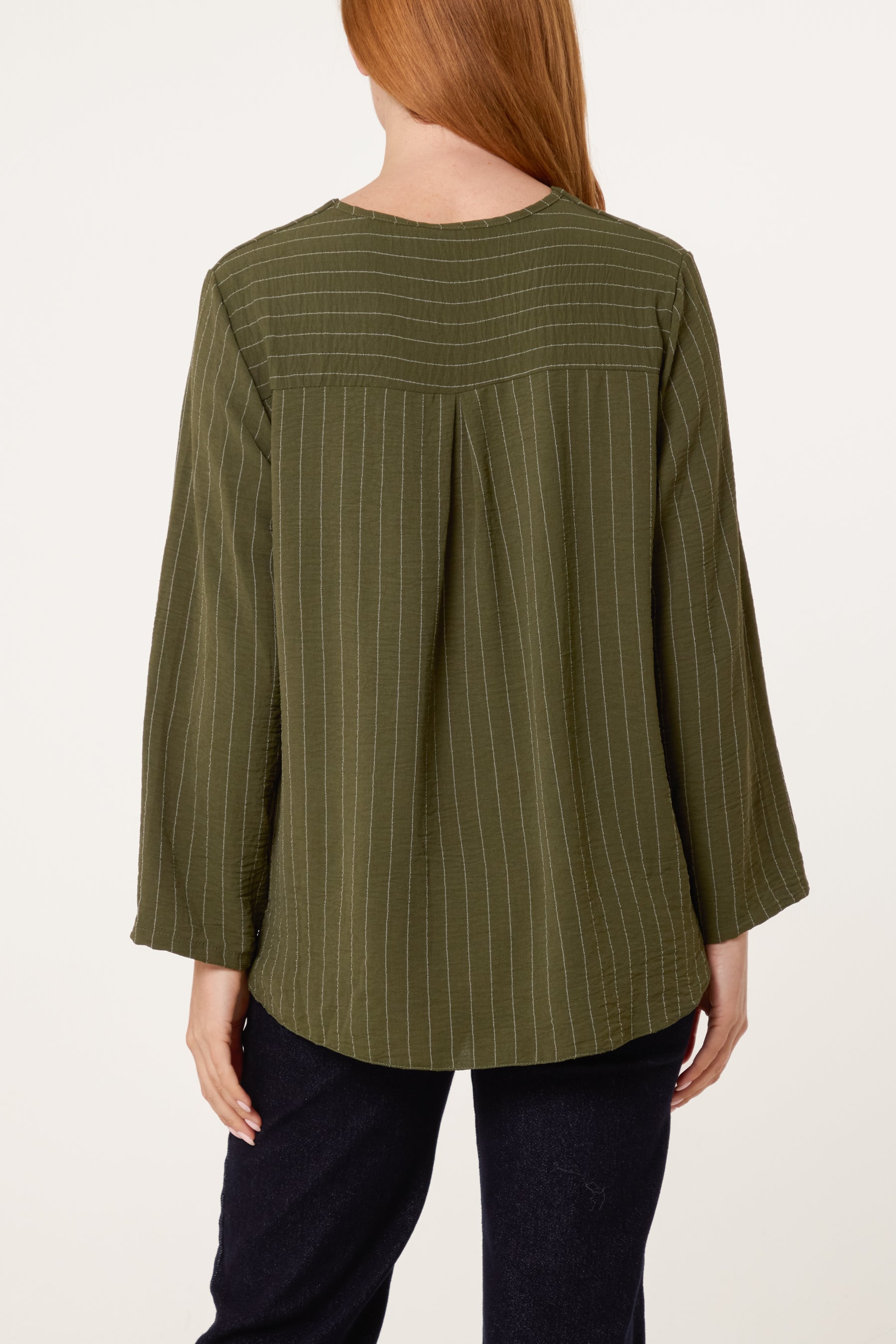 Striped Button Front Blouse