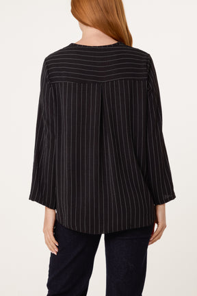 Striped Button Front Blouse