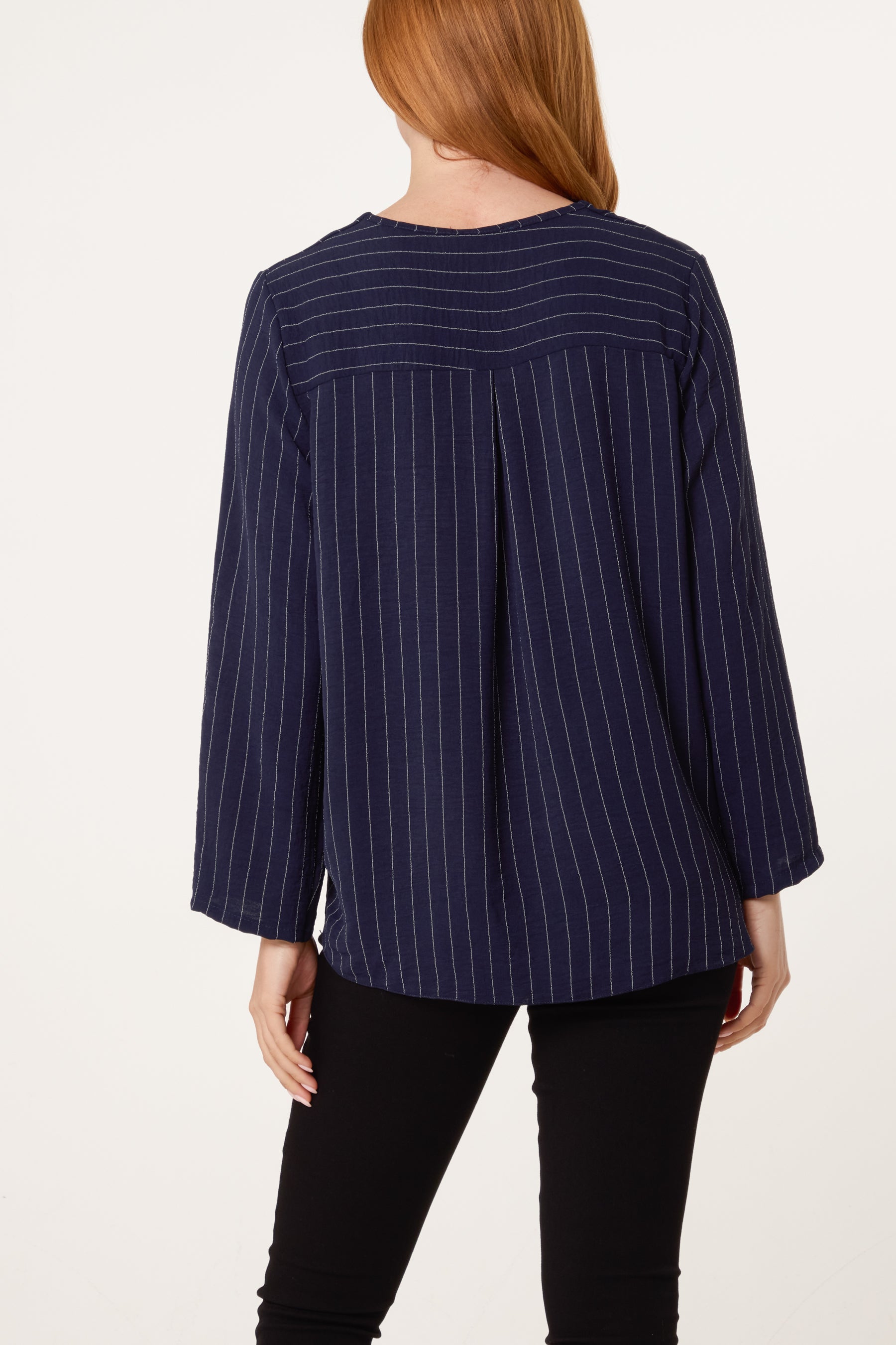Striped Button Front Blouse