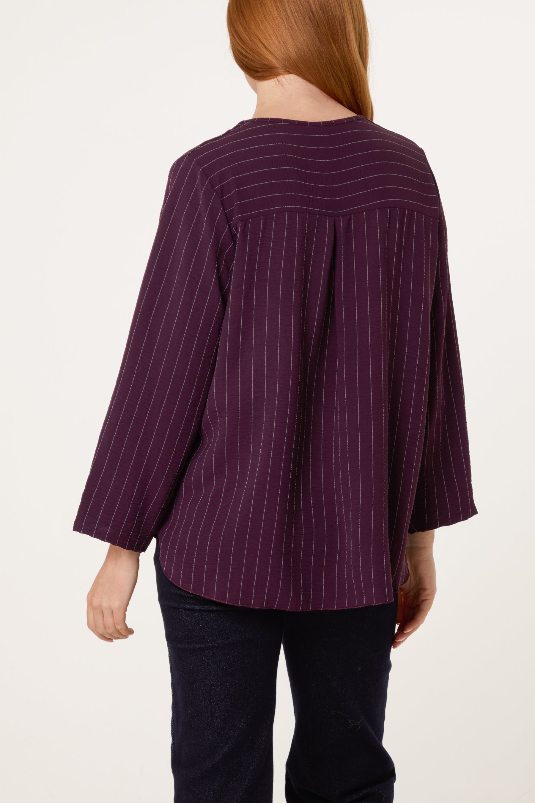 Striped Button Front Blouse