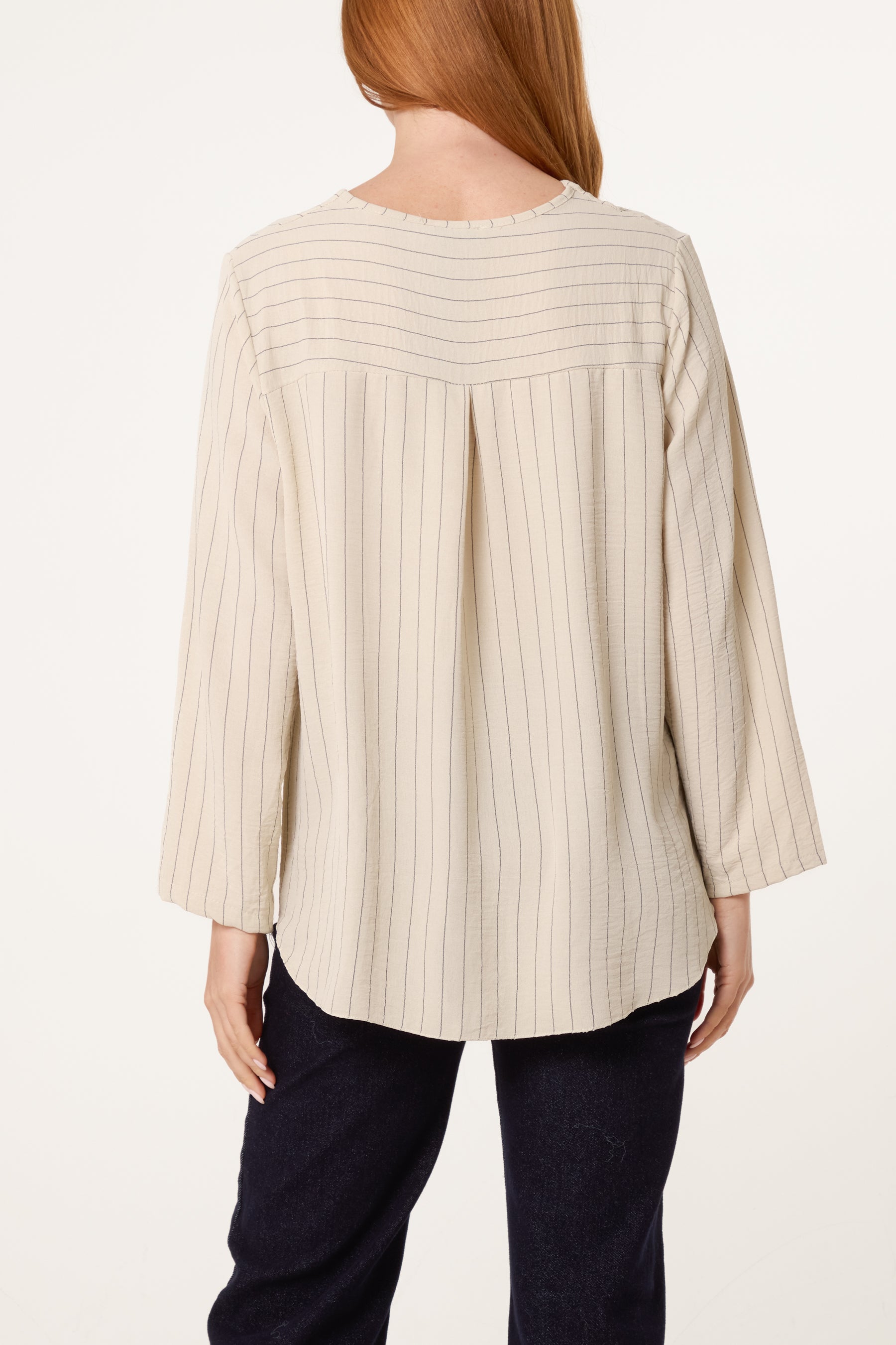 Striped Button Front Blouse