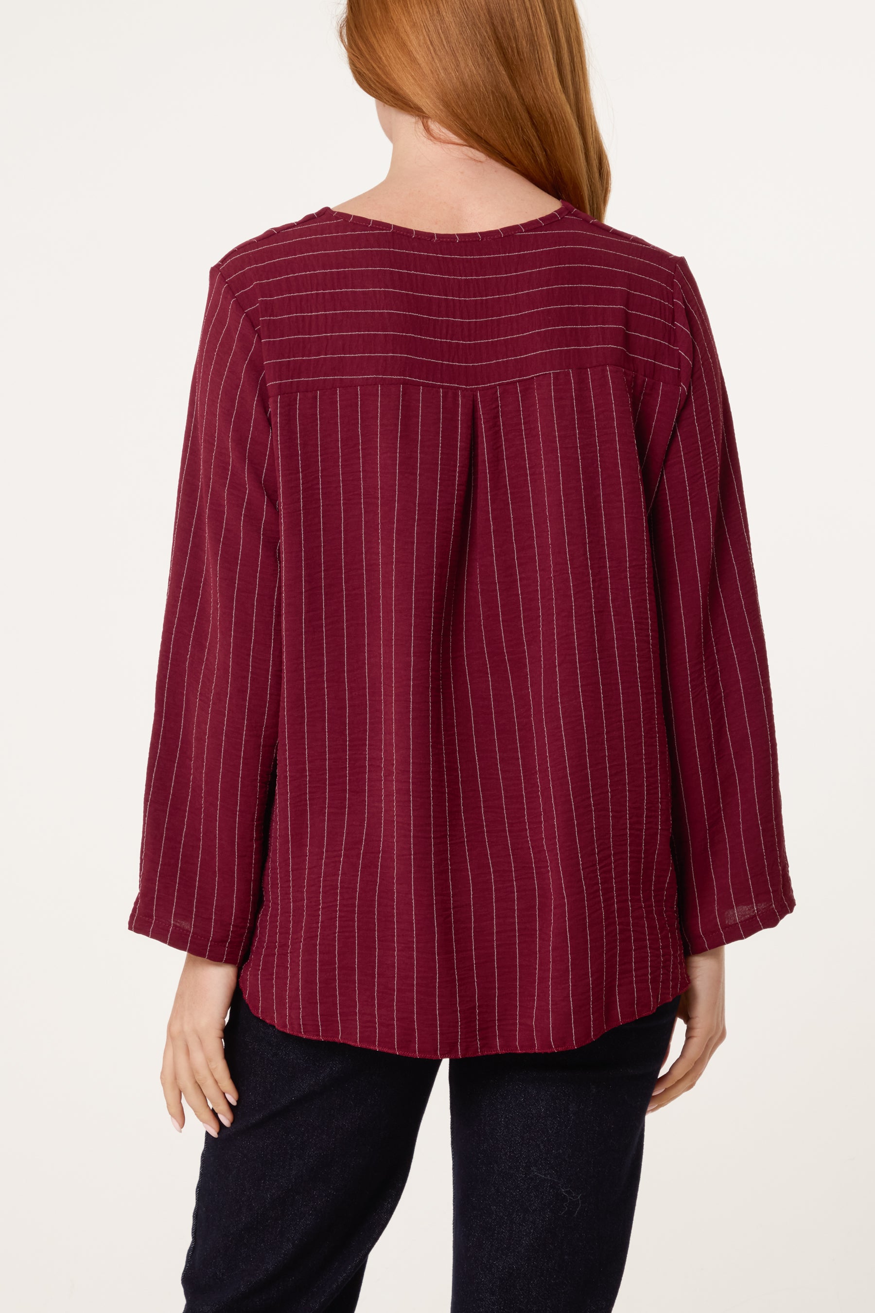Striped Button Front Blouse