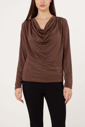 Cowl Neck Diamante Blouse