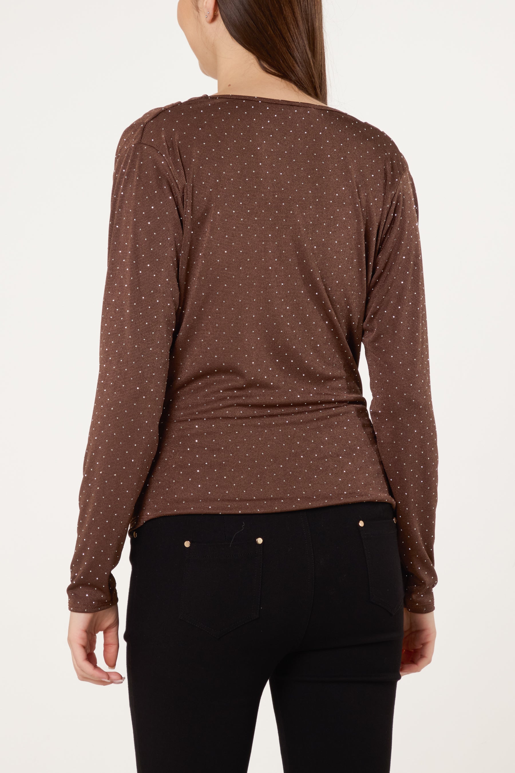 Cowl Neck Diamante Blouse