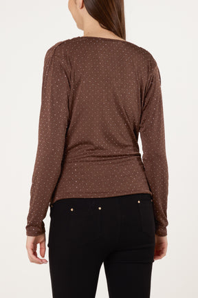 Cowl Neck Diamante Blouse