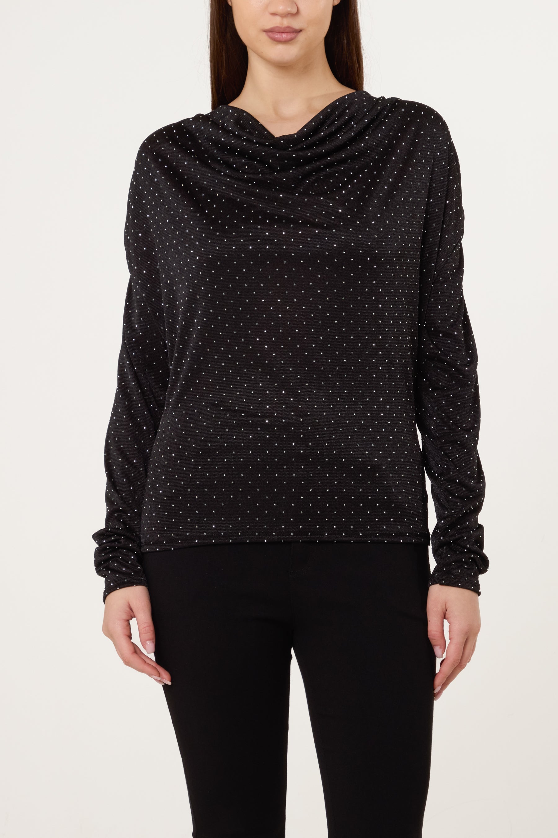 Cowl Neck Diamante Blouse
