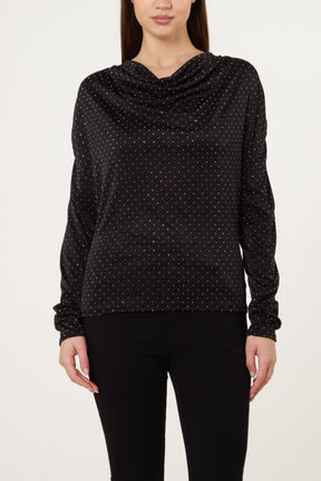 Cowl Neck Diamante Blouse
