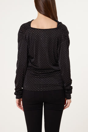 Cowl Neck Diamante Blouse