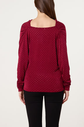 Cowl Neck Diamante Blouse