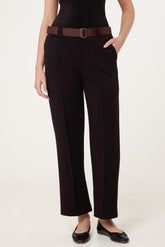 Belted Front Crease Straight Leg Trouser