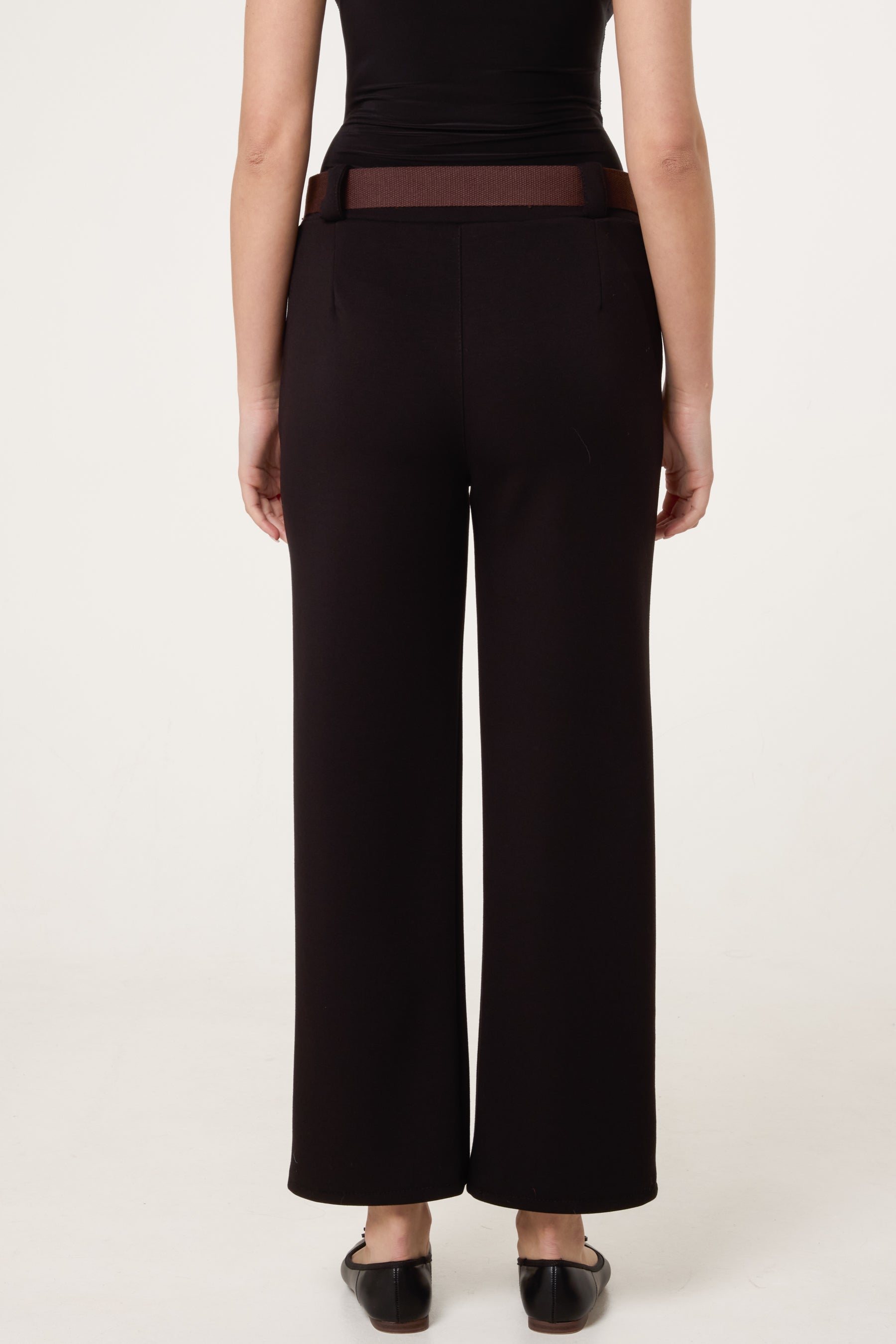 Belted Front Crease Straight Leg Trouser