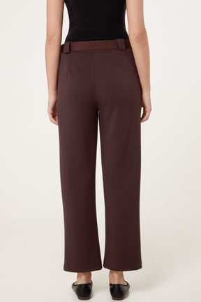 Belted Front Crease Straight Leg Trouser