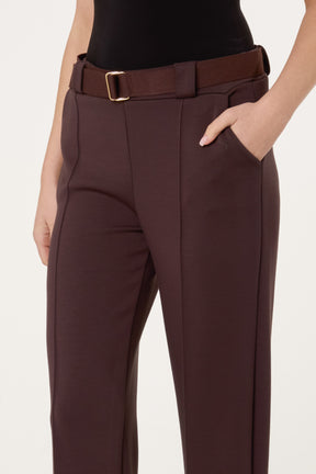 Belted Front Crease Straight Leg Trouser