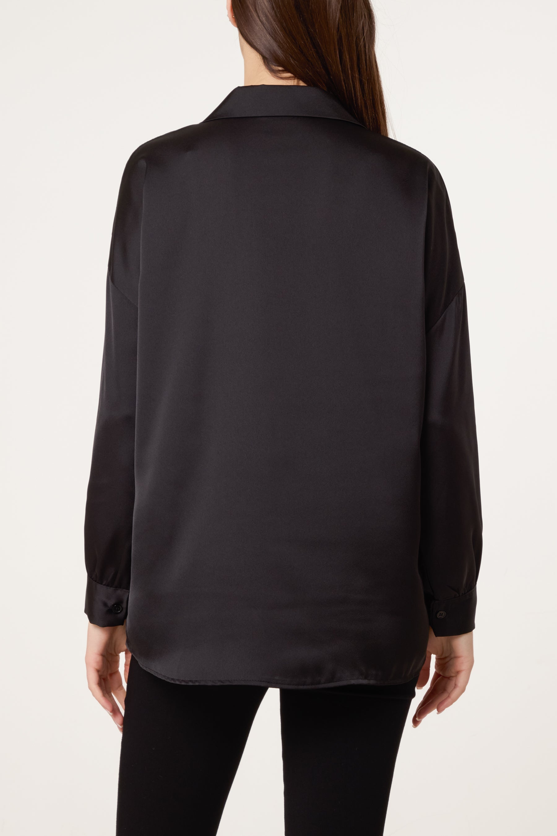 Collar Button Through Satin Shirt