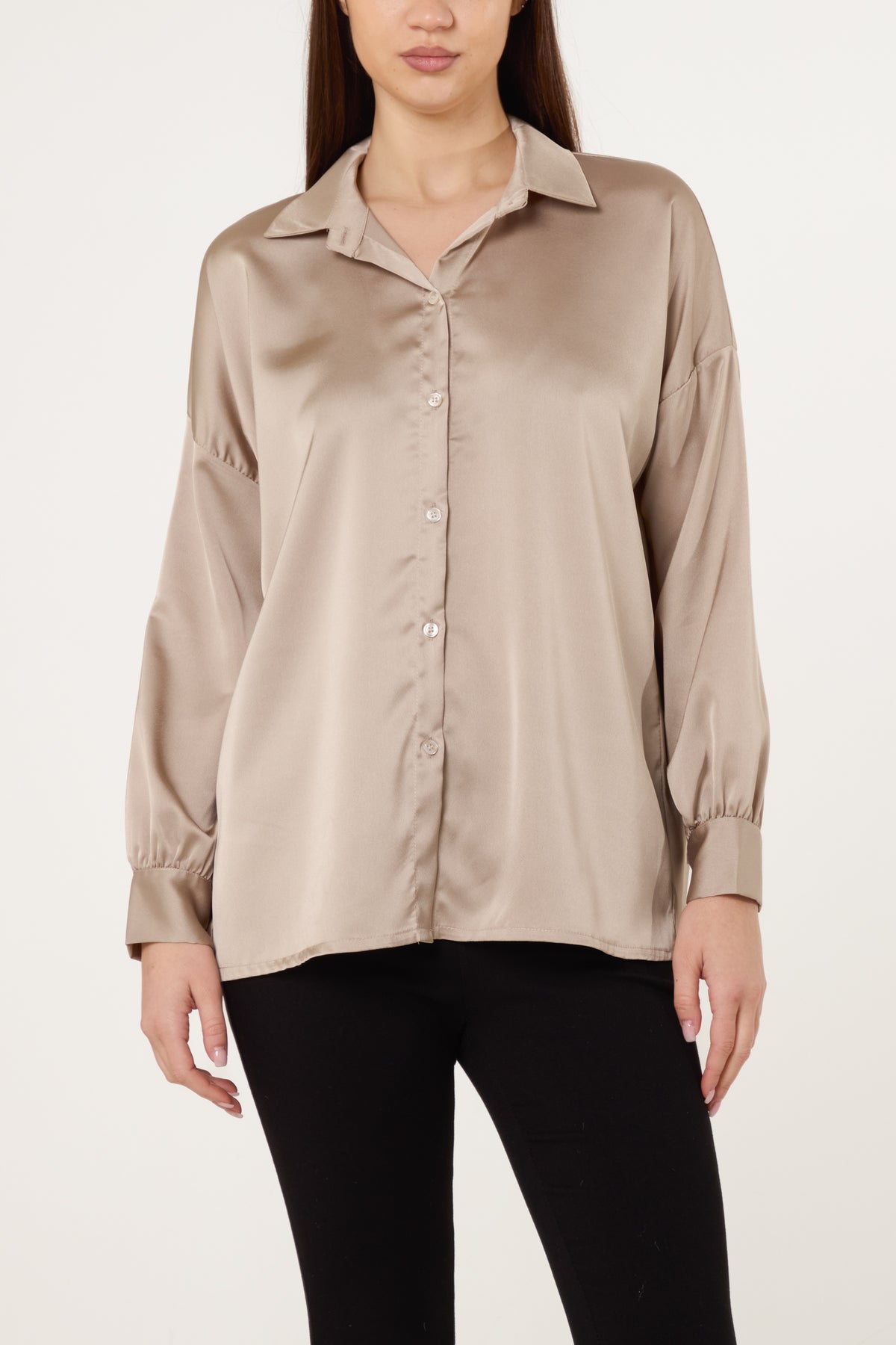 Collar Button Through Satin Shirt