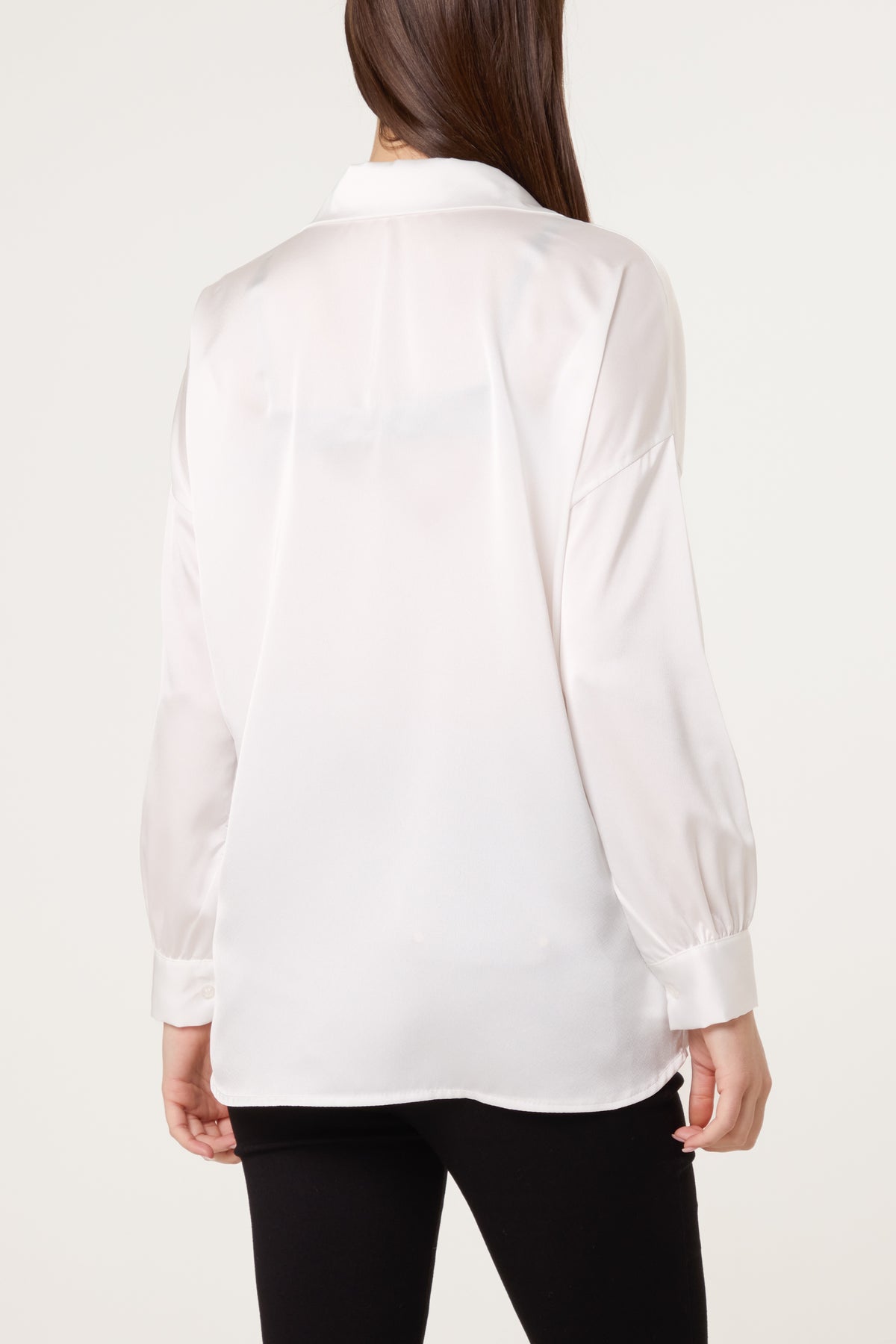 Collar Button Through Satin Shirt
