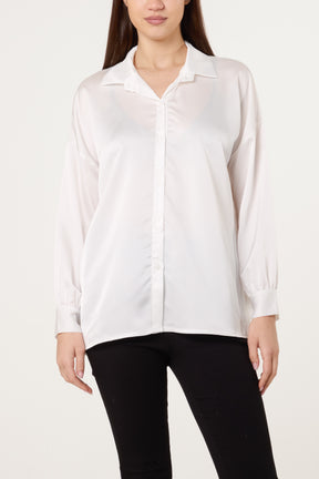 Collar Button Through Satin Shirt