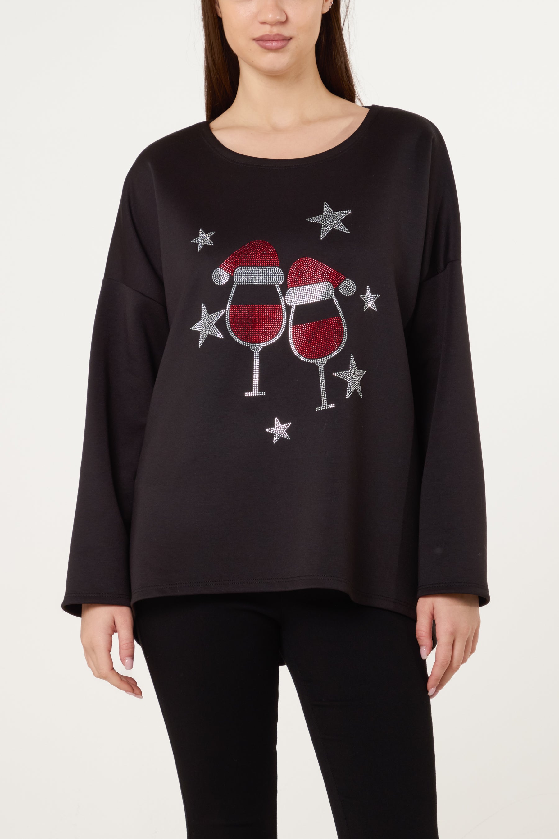 Diamante Festive Glasses Sweatshirt