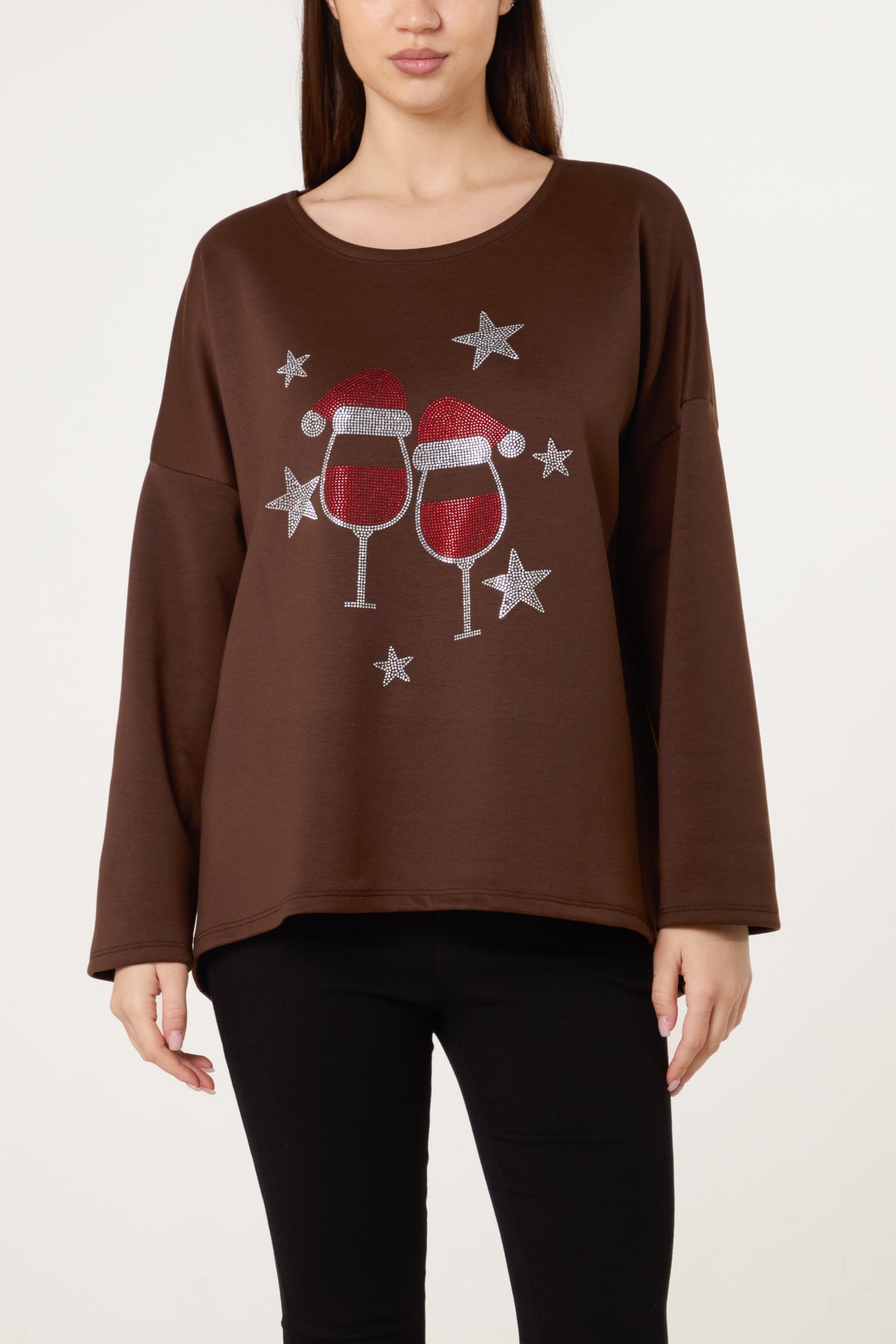 Diamante Festive Glasses Sweatshirt