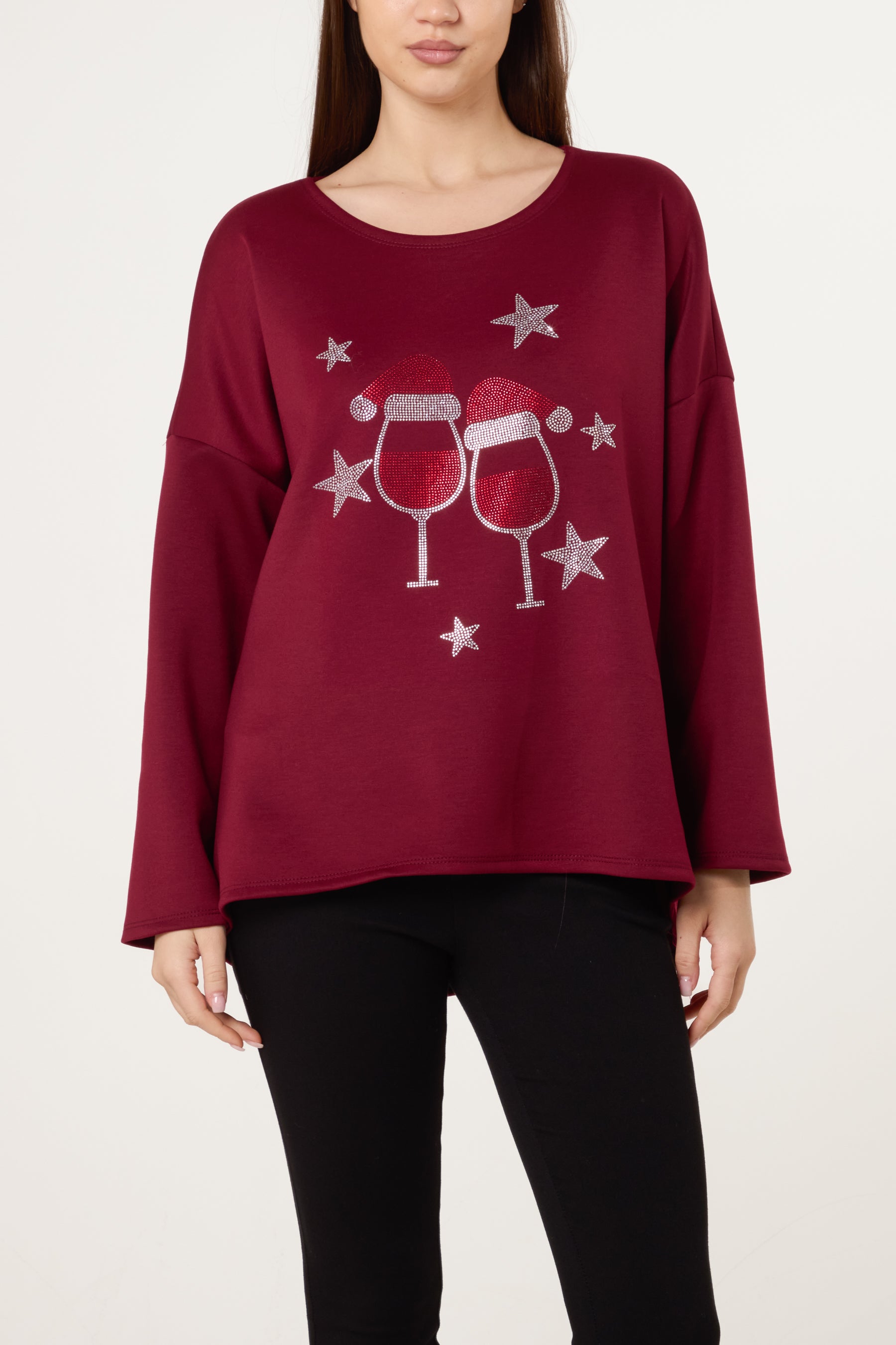 Diamante Festive Glasses Sweatshirt